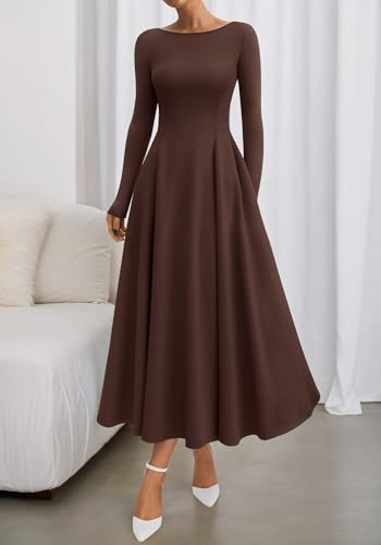 Long Sleeve A-Line Wedding Guest Maxi