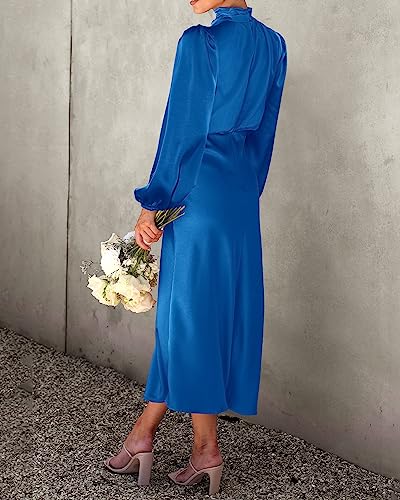 Mock Neck Satin Maxi