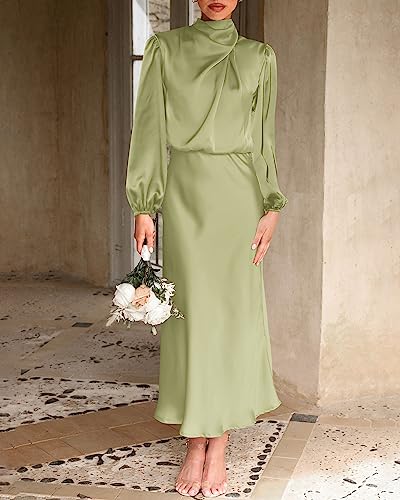 Satin Mock Neck Maxi