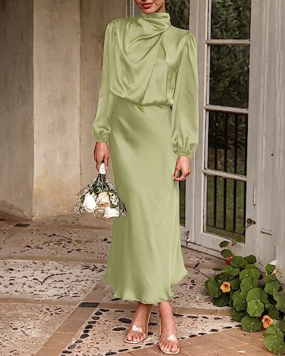 Satin Mock Neck Maxi