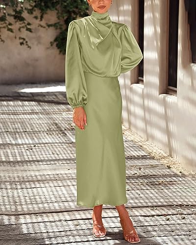 Satin Mock Neck Maxi