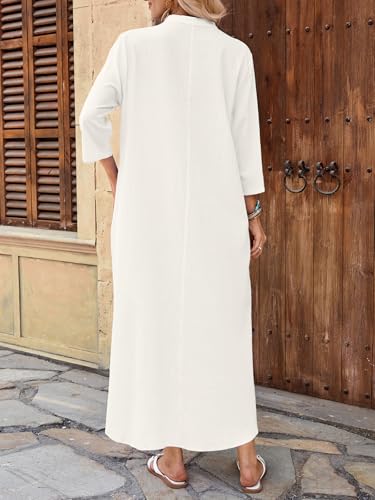 White Long Sleeve Cotton Maxi