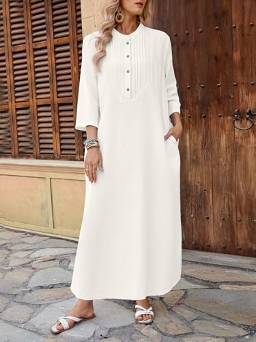 White Long Sleeve Cotton Maxi