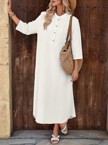 White Long Sleeve Cotton Maxi