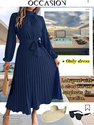Pleated A-Line Mock Neck Church Maxi