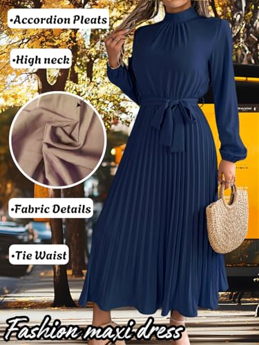Pleated A-Line Mock Neck Church Maxi