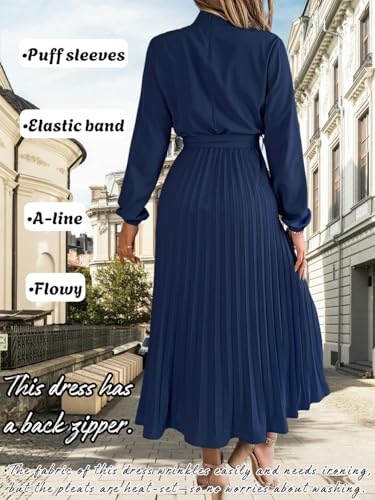 Pleated A-Line Mock Neck Church Maxi