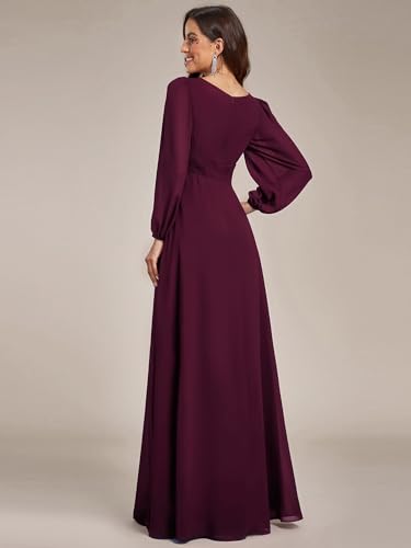 Long Sleeve Chiffon Gown
