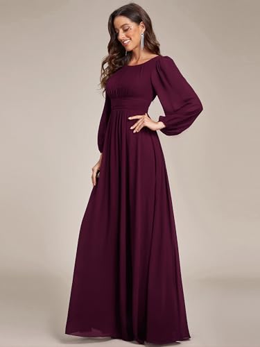 Long Sleeve Chiffon Gown