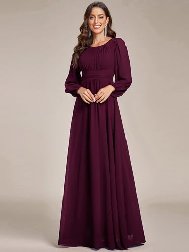 Long Sleeve Chiffon Gown