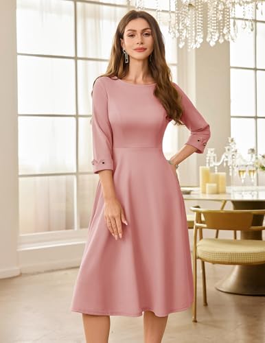 Church Tea-Length Pockets Dress