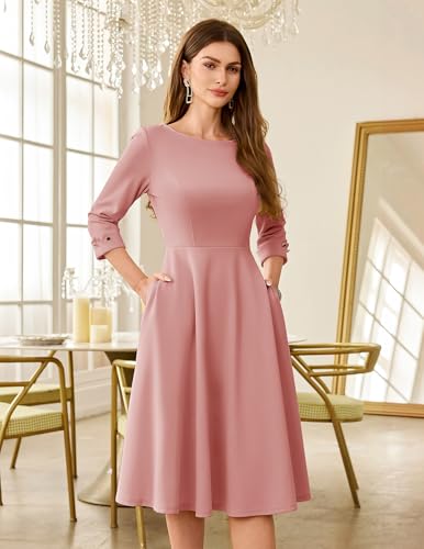 Church Tea-Length Pockets Dress