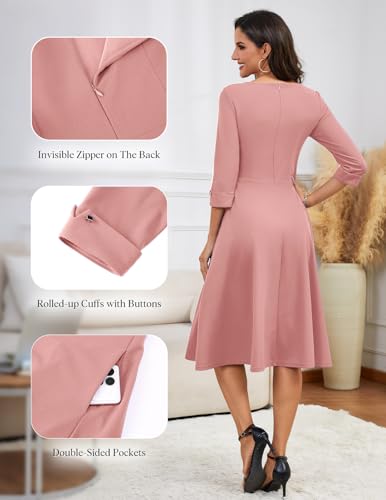 Church Tea-Length Pockets Dress