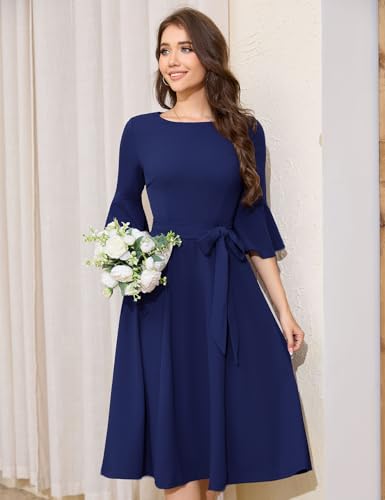 Long Sleeve Wedding Tea-Length Midi