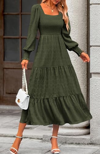 Long Sleeve Smocked Wedding Guest Maxi