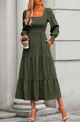 Long Sleeve Smocked Wedding Guest Maxi