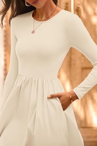Long Sleeve White Wedding Guest Pockets Midi