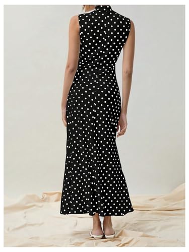 Polka-Dot Mock Neck Maxi