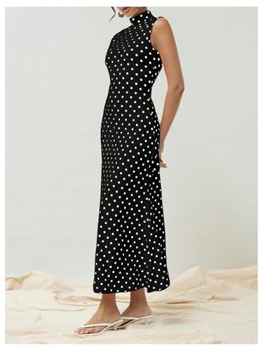 Polka-Dot Mock Neck Maxi