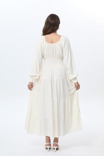 Long Sleeve White Smocked Maxi