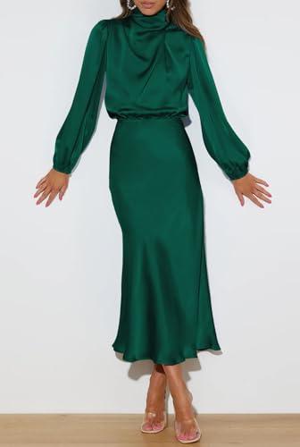 Mock Neck Satin Maxi