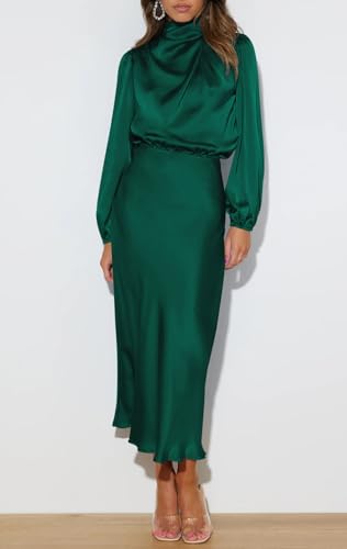 Mock Neck Satin Maxi