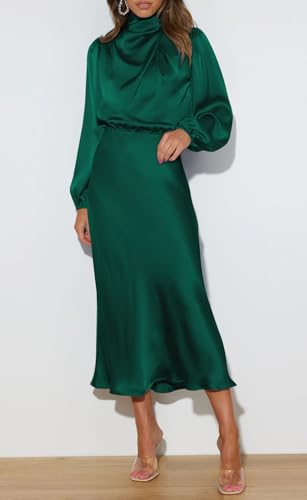 Mock Neck Satin Maxi