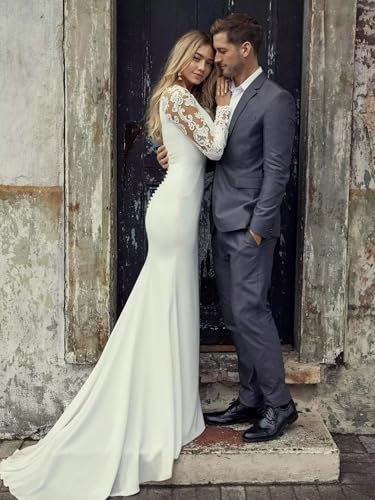 Satin High Neck Wedding Dress