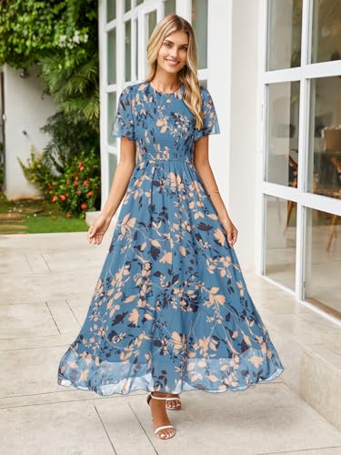 Floral Chiffon Wedding Guest Empire Maxi