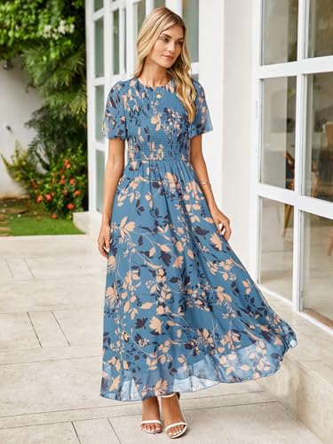 Floral Chiffon Wedding Guest Empire Maxi