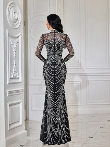 Black Long Sleeve Evening Gown