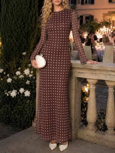 Long Sleeve Floral Mesh Maxi