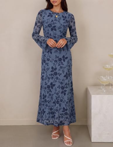 Long Sleeve Floral Bodycon Maxi